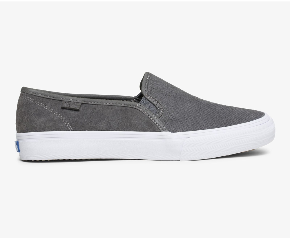 Keds Slip Ons Damen Grau - Double Decker Suede - MYL-628135